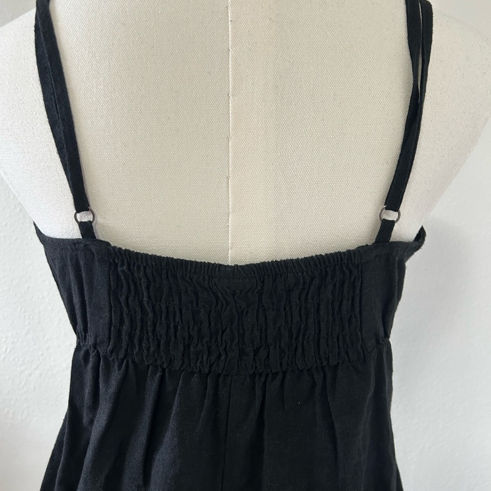 Wild Fable Black Linen Blend Smocked Top Mini Dress - Picture 6 of 9